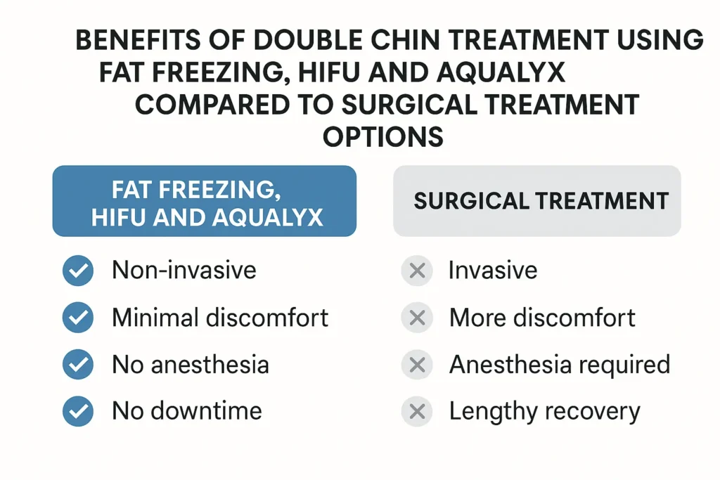 Graphic about the benefits of double chin treatment Greater London (Redbridge) - from LA LIPO