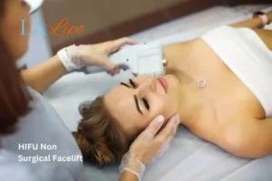 Woman having Hi-Fu to reduce wrinkles Greater London (Redbridge).
