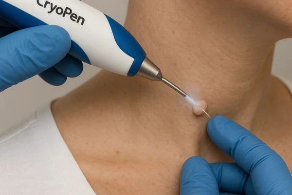 Person receiving Cryotherapy skin tag removal Greater London (Redbridge)