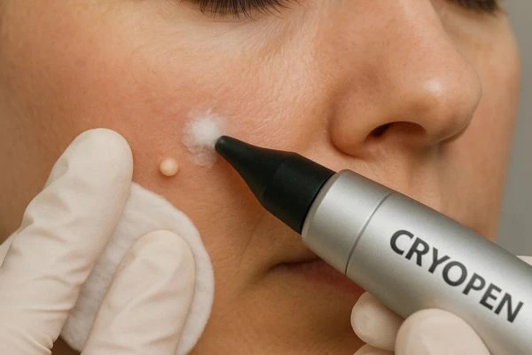 Woman receiving milia removal treatment Greater London (Redbridge)