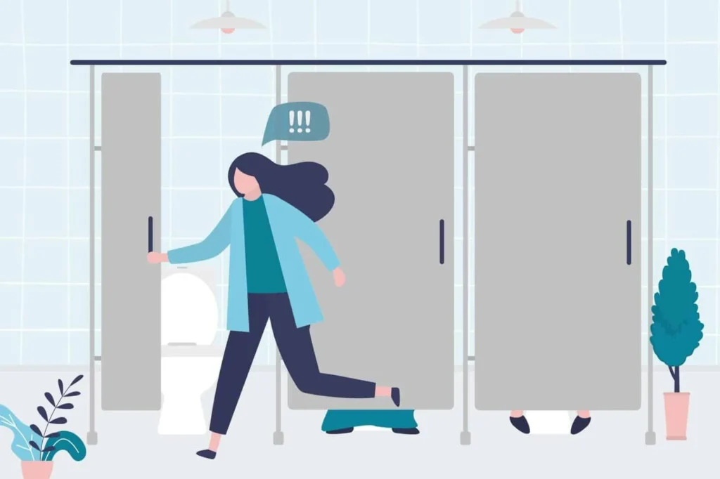 graphic of Urine incontinence Greater London (Redbridge) woman running to the toilet.