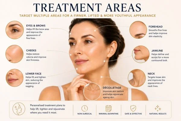 Areas of treatment for the ultimate lift tighten treatment Greater London (Redbridge)